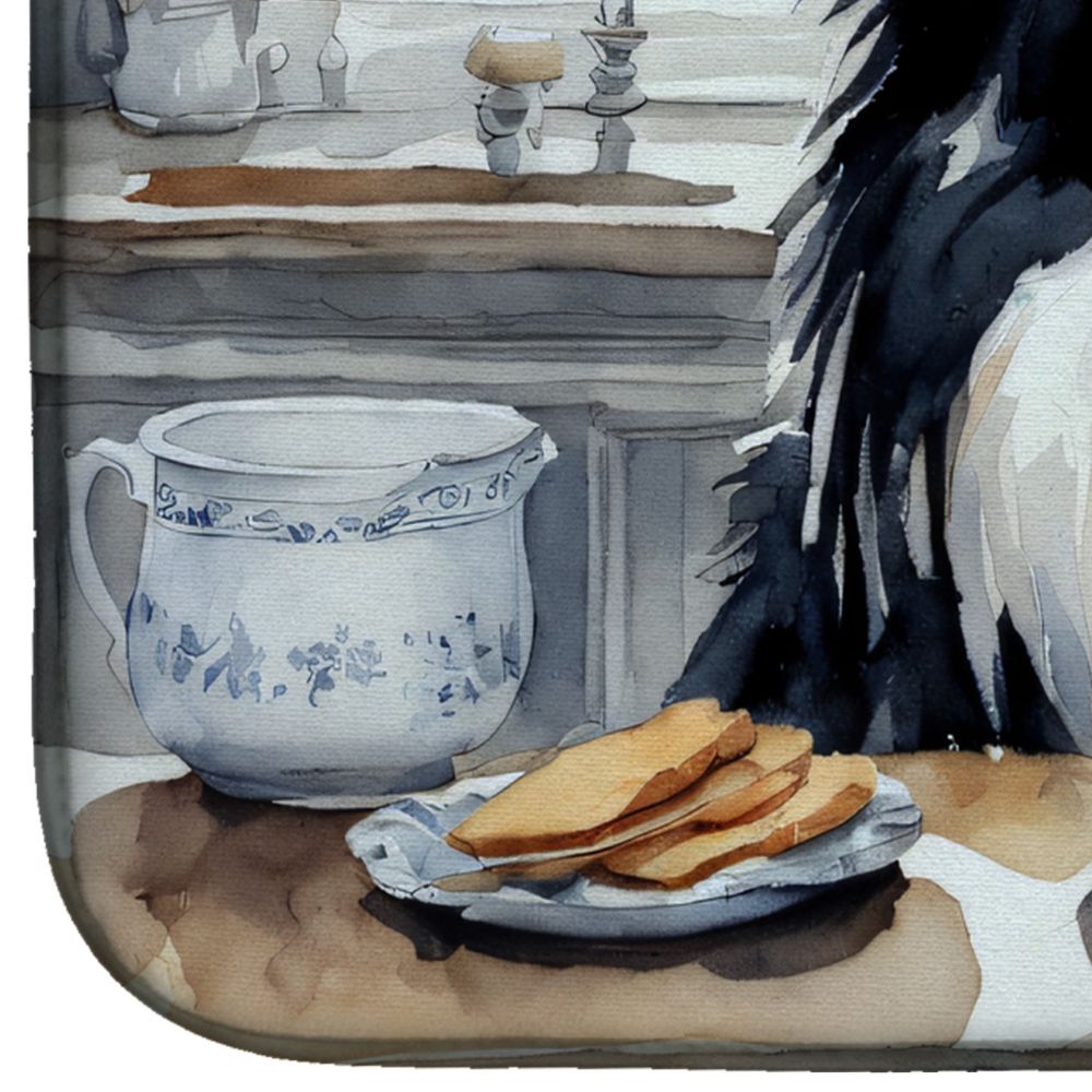 Border Collie Fall Kitchen Pumpkins Dish Drying Mat Absorbent Dish Drying Mat Pad for Kitchen Counter Dish Drainer Mat for Countertop, 14 x 21", Multicolor