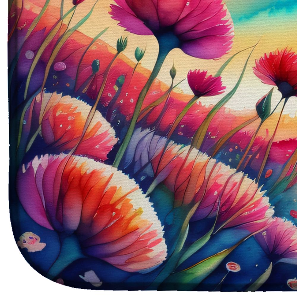 Dianthus in Color Dish Drying Mat Absorbent Dish Drying Mat Pad for Kitchen Counter Dish Drainer Mat for Countertop, 14 x 21", Multicolor