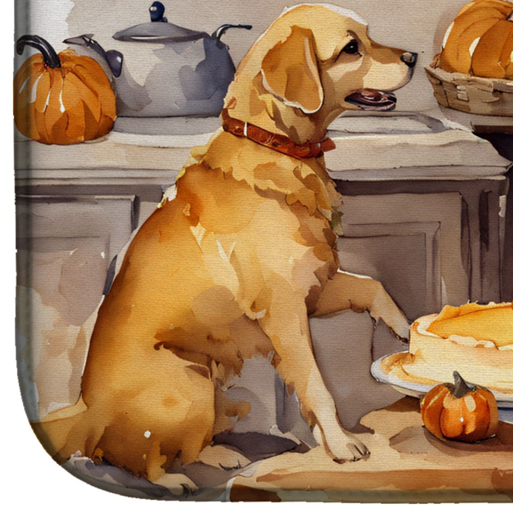 Yellow Lab Fall Kitchen Pumpkins Dish Drying Mat Absorbent Dish Drying Mat Pad for Kitchen Counter Dish Drainer Mat for Countertop, 14 x 21", Multicolor