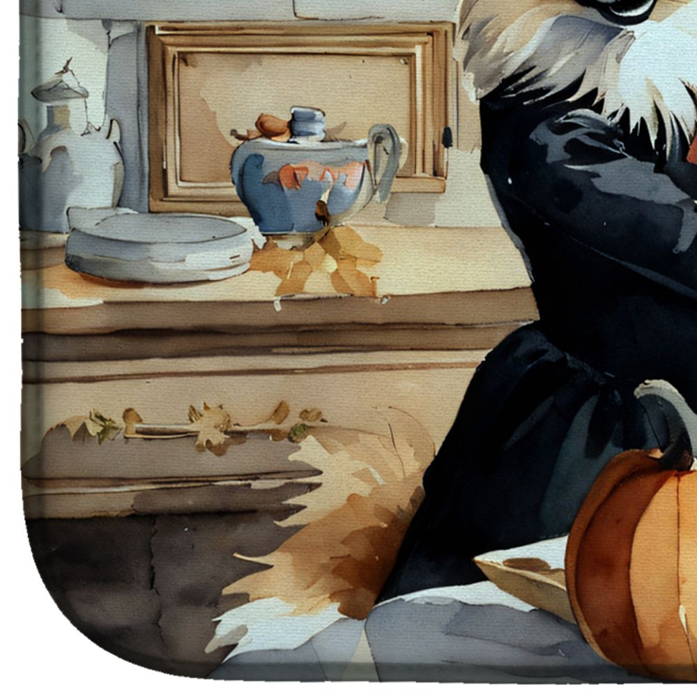 Pomeranian Fall Kitchen Pumpkins Dish Drying Mat Absorbent Dish Drying Mat Pad for Kitchen Counter Dish Drainer Mat for Countertop, 14 x 21", Multicolor