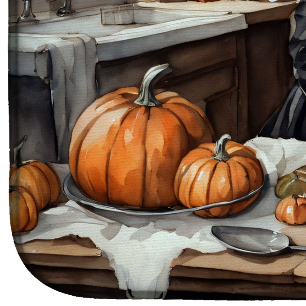 Schnauzer Fall Kitchen Pumpkins Dish Drying Mat Absorbent Dish Drying Mat Pad for Kitchen Counter Dish Drainer Mat for Countertop, 14 x 21", Multicolor