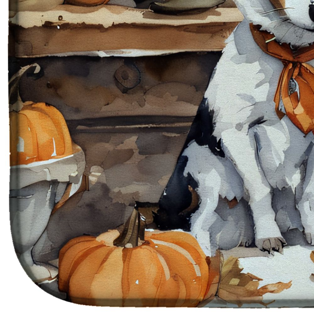 Jack Russell Terrier Fall Kitchen Pumpkins Dish Drying Mat Absorbent Dish Drying Mat Pad for Kitchen Counter Dish Drainer Mat for Countertop, 14 x 21", Multicolor
