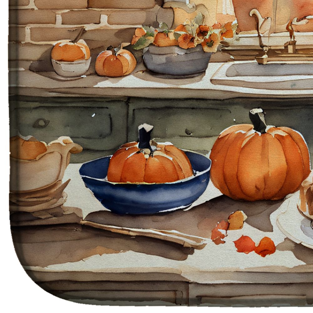 Scottish Terrier Fall Kitchen Pumpkins Dish Drying Mat Absorbent Dish Drying Mat Pad for Kitchen Counter Dish Drainer Mat for Countertop, 14 x 21", Multicolor