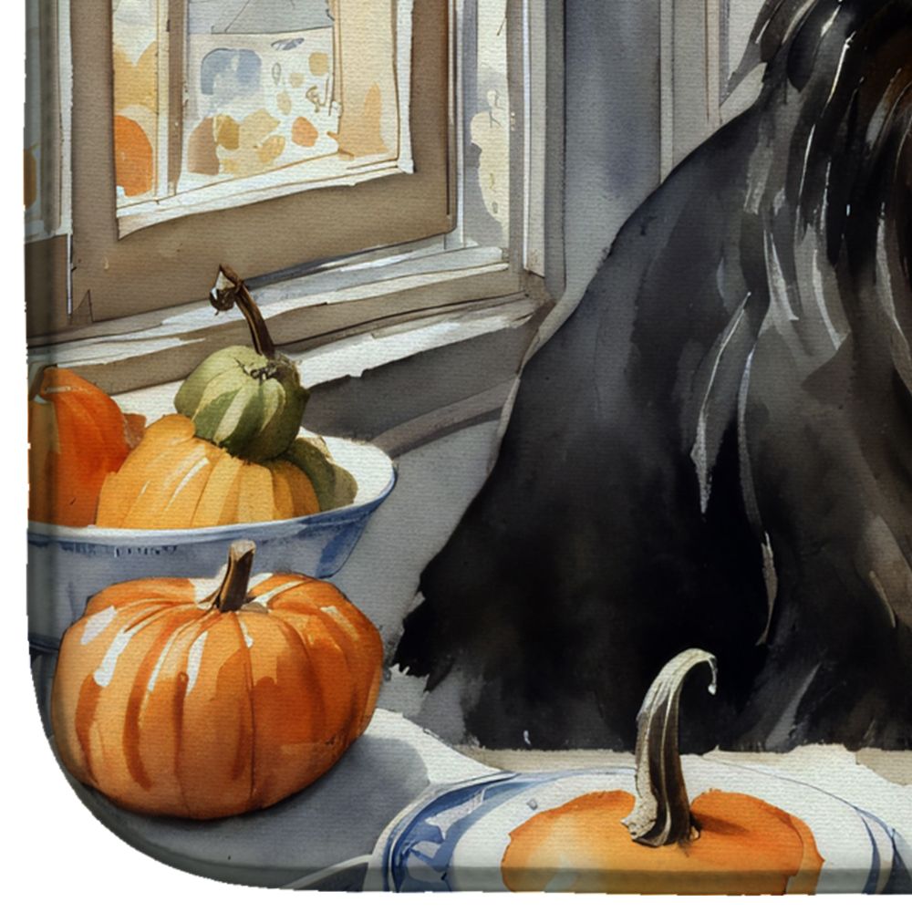 Belgian Sheepdog Fall Kitchen Pumpkins Dish Drying Mat Absorbent Dish Drying Mat Pad for Kitchen Counter Dish Drainer Mat for Countertop, 14 x 21", Multicolor
