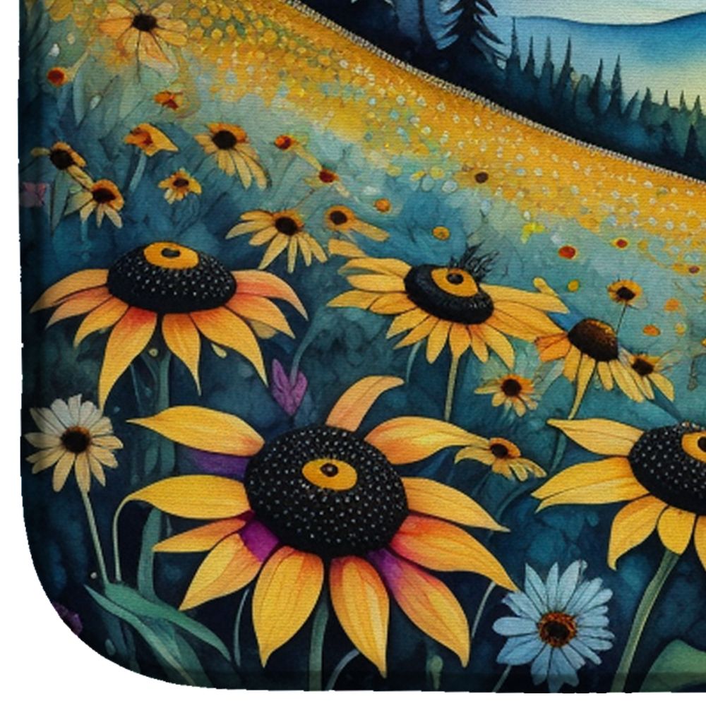 Black-eyed Susans in Color Dish Drying Mat Absorbent Dish Drying Mat Pad for Kitchen Counter Dish Drainer Mat for Countertop, 14 x 21", Multicolor
