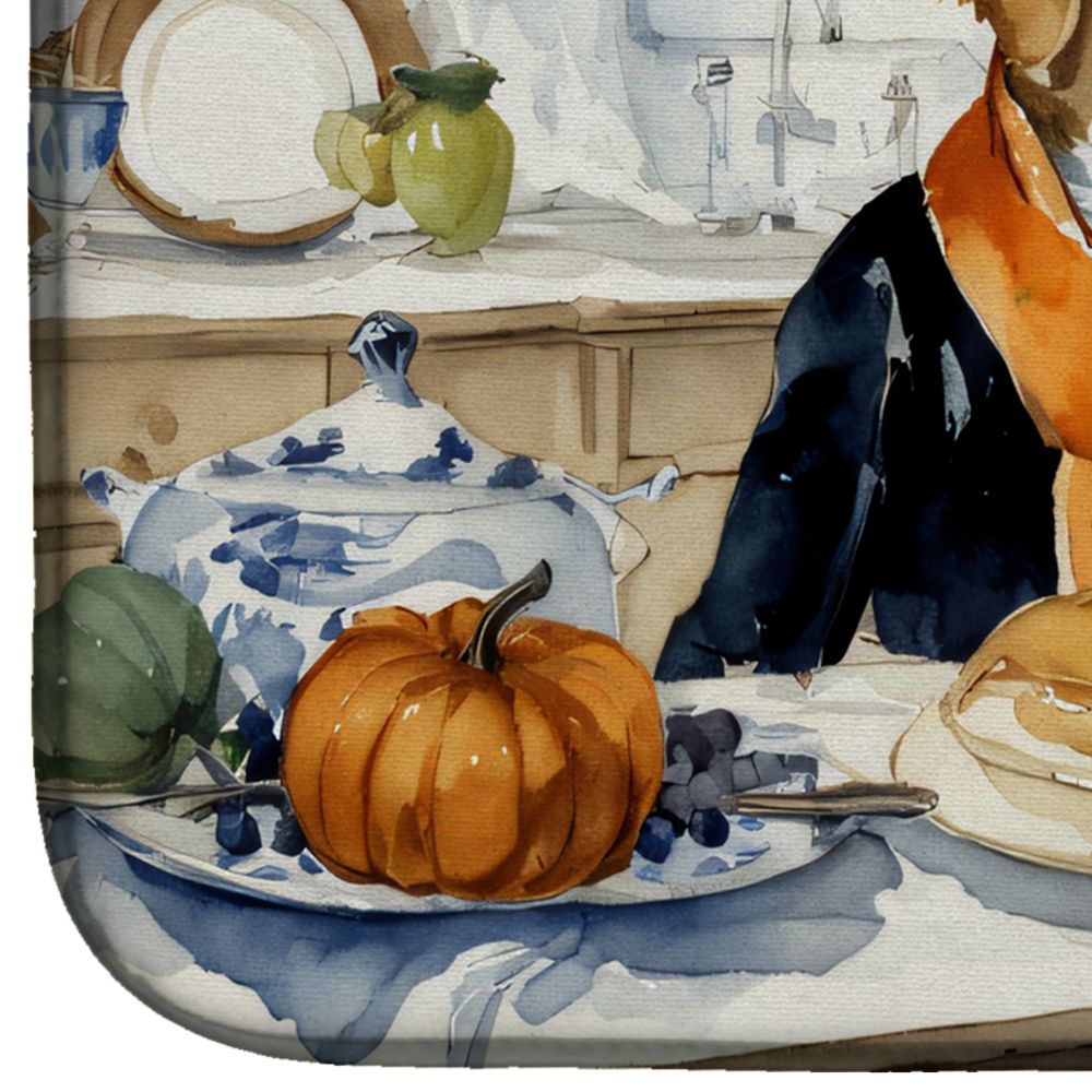 Golden Retriever Fall Kitchen Pumpkins Dish Drying Mat Absorbent Dish Drying Mat Pad for Kitchen Counter Dish Drainer Mat for Countertop, 14 x 21", Multicolor
