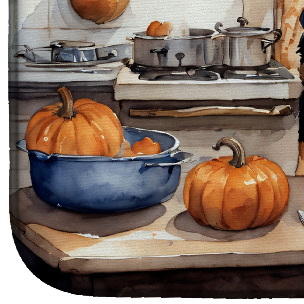 Rottweiler Fall Kitchen Pumpkins Dish Drying Mat Absorbent Dish Drying Mat Pad for Kitchen Counter Dish Drainer Mat for Countertop, 14 x 21", Multicolor
