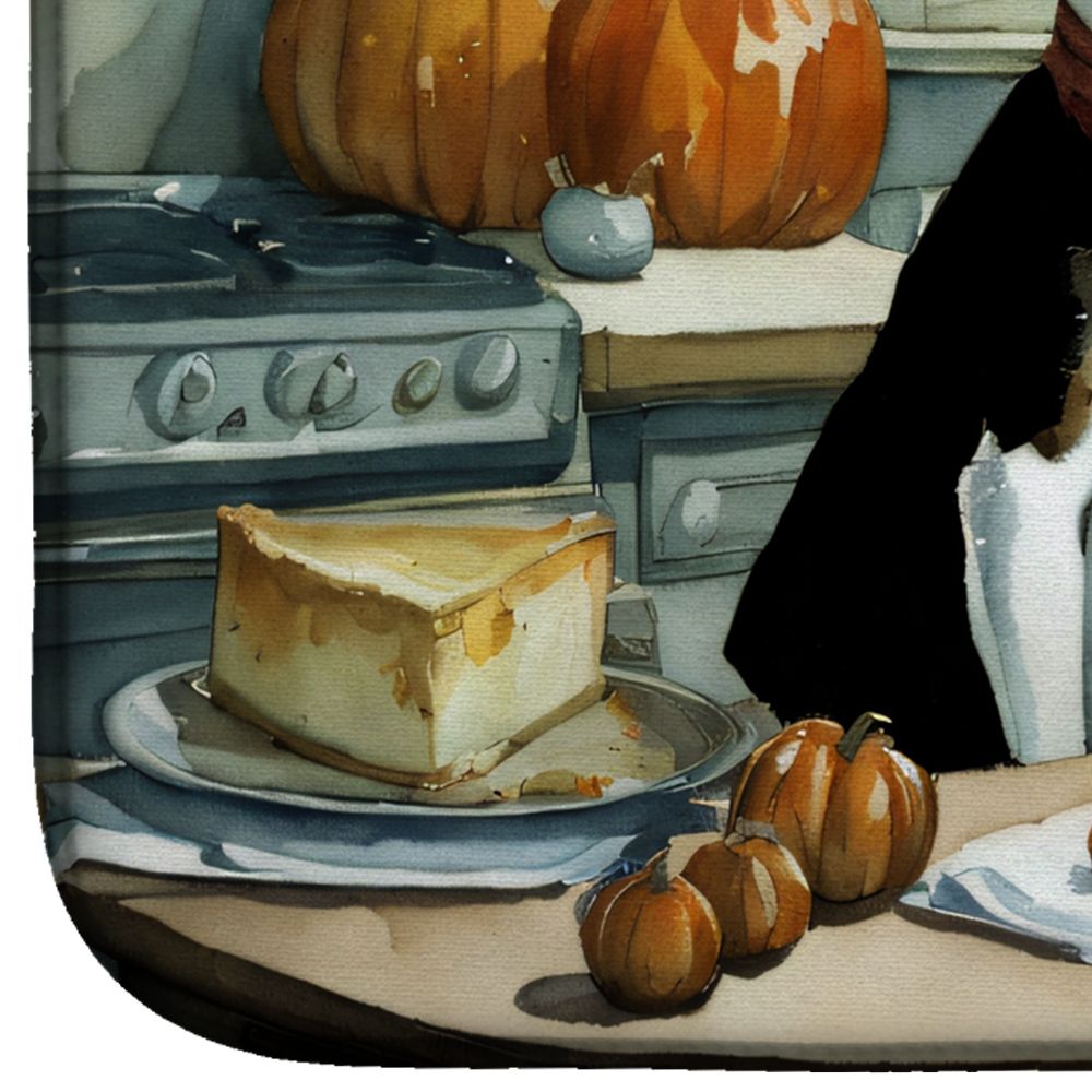 Boston Terrier Fall Kitchen Pumpkins Dish Drying Mat Absorbent Dish Drying Mat Pad for Kitchen Counter Dish Drainer Mat for Countertop, 14 x 21", Multicolor