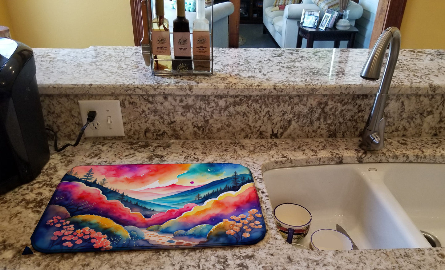 Brunia in Color Dish Drying Mat Absorbent Dish Drying Mat Pad for Kitchen Counter Dish Drainer Mat for Countertop, 14 x 21", Multicolor