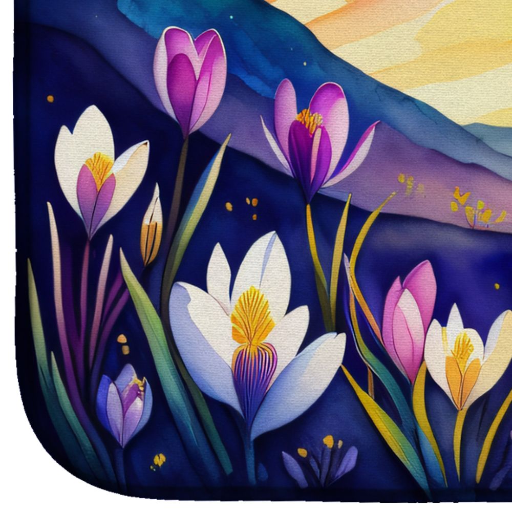 Crocus in Color Dish Drying Mat Absorbent Dish Drying Mat Pad for Kitchen Counter Dish Drainer Mat for Countertop, 14 x 21", Multicolor