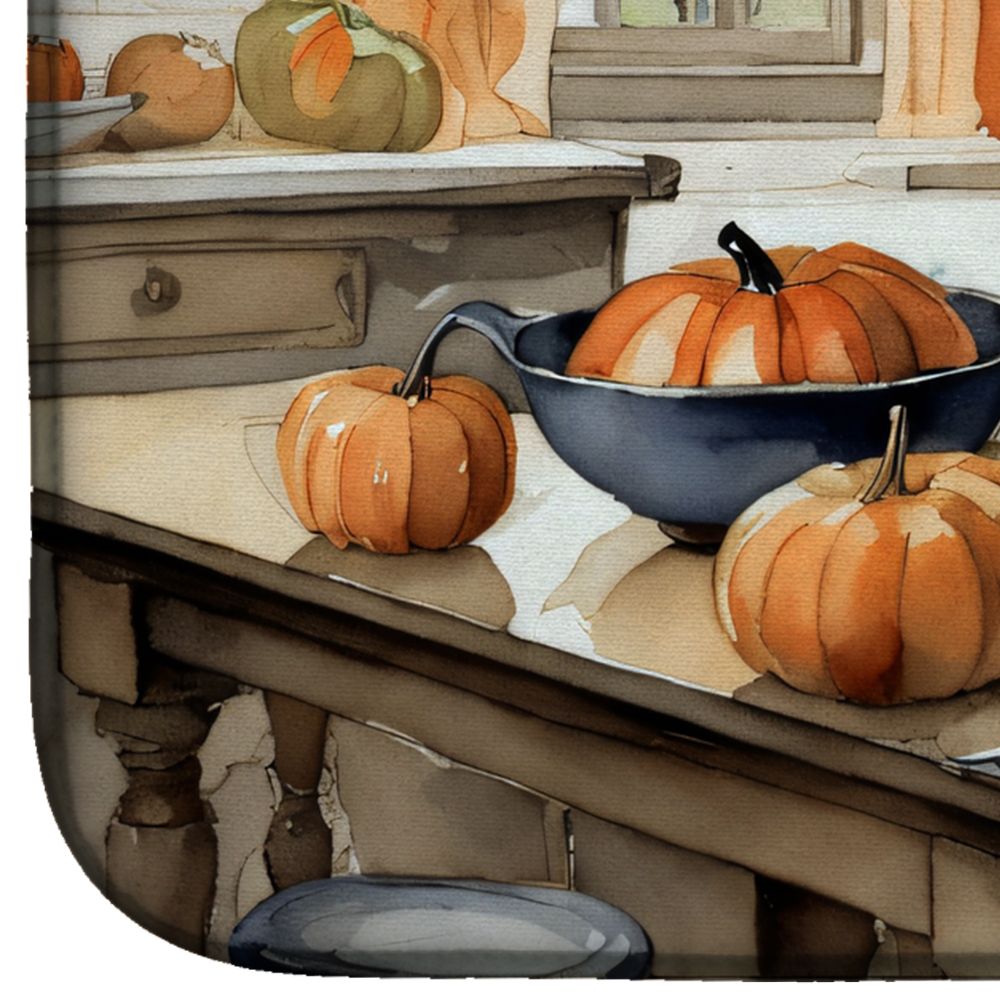 Black Lab Fall Kitchen Pumpkins Dish Drying Mat Absorbent Dish Drying Mat Pad for Kitchen Counter Dish Drainer Mat for Countertop, 14 x 21", Multicolor
