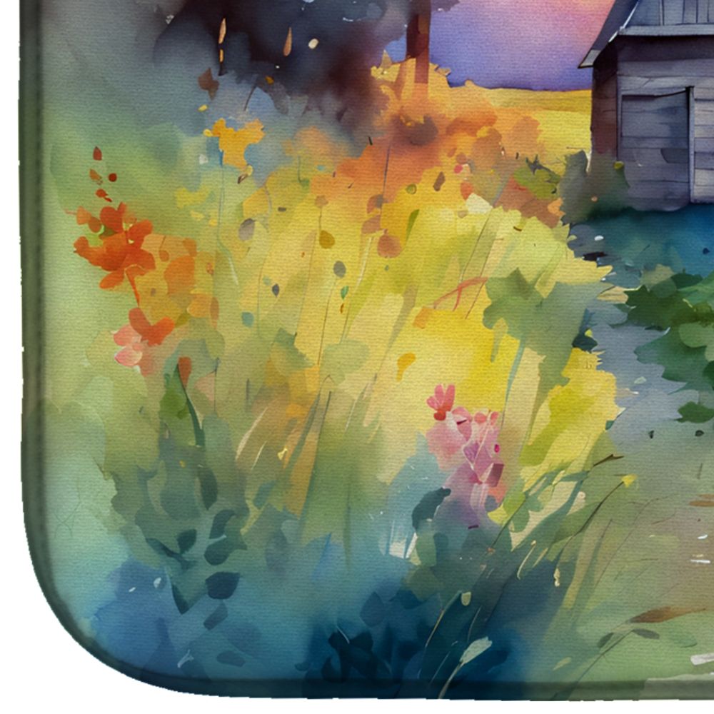 Montana Bitterroot in Watercolor Dish Drying Mat Absorbent Dish Drying Mat Pad for Kitchen Counter Dish Drainer Mat for Countertop, 14 x 21", Multicolor
