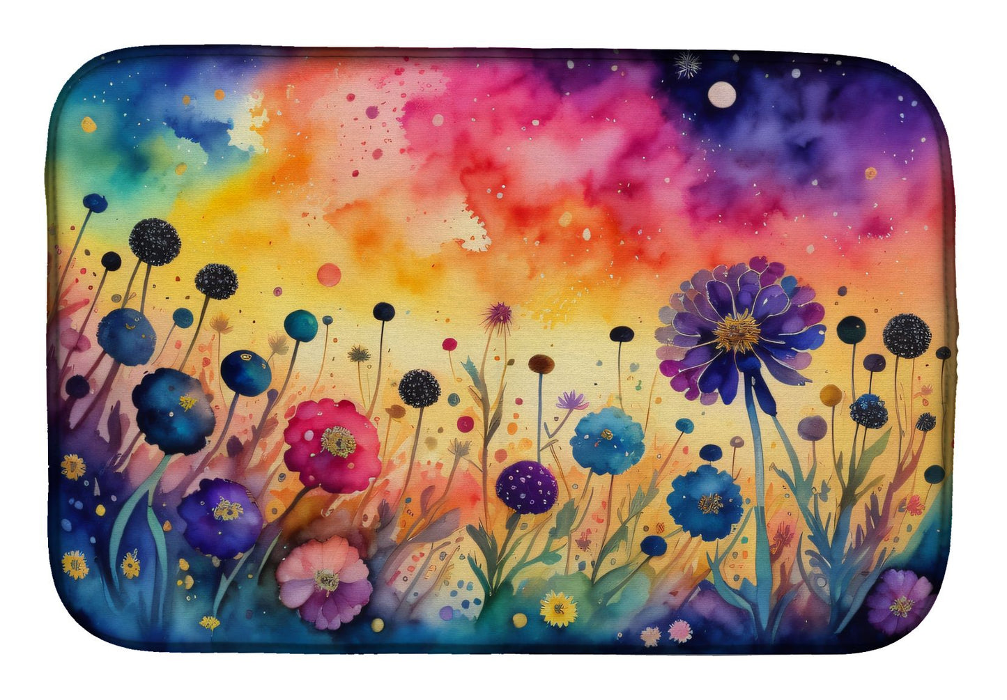 Scabiosa in Color Dish Drying Mat Absorbent Dish Drying Mat Pad for Kitchen Counter Dish Drainer Mat for Countertop, 14 x 21", Multicolor