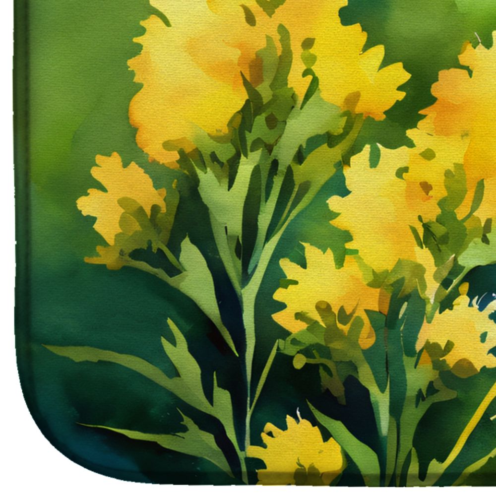 Kentucky Goldenrod in Watercolor Dish Drying Mat Absorbent Dish Drying Mat Pad for Kitchen Counter Dish Drainer Mat for Countertop, 14 x 21", Multicolor