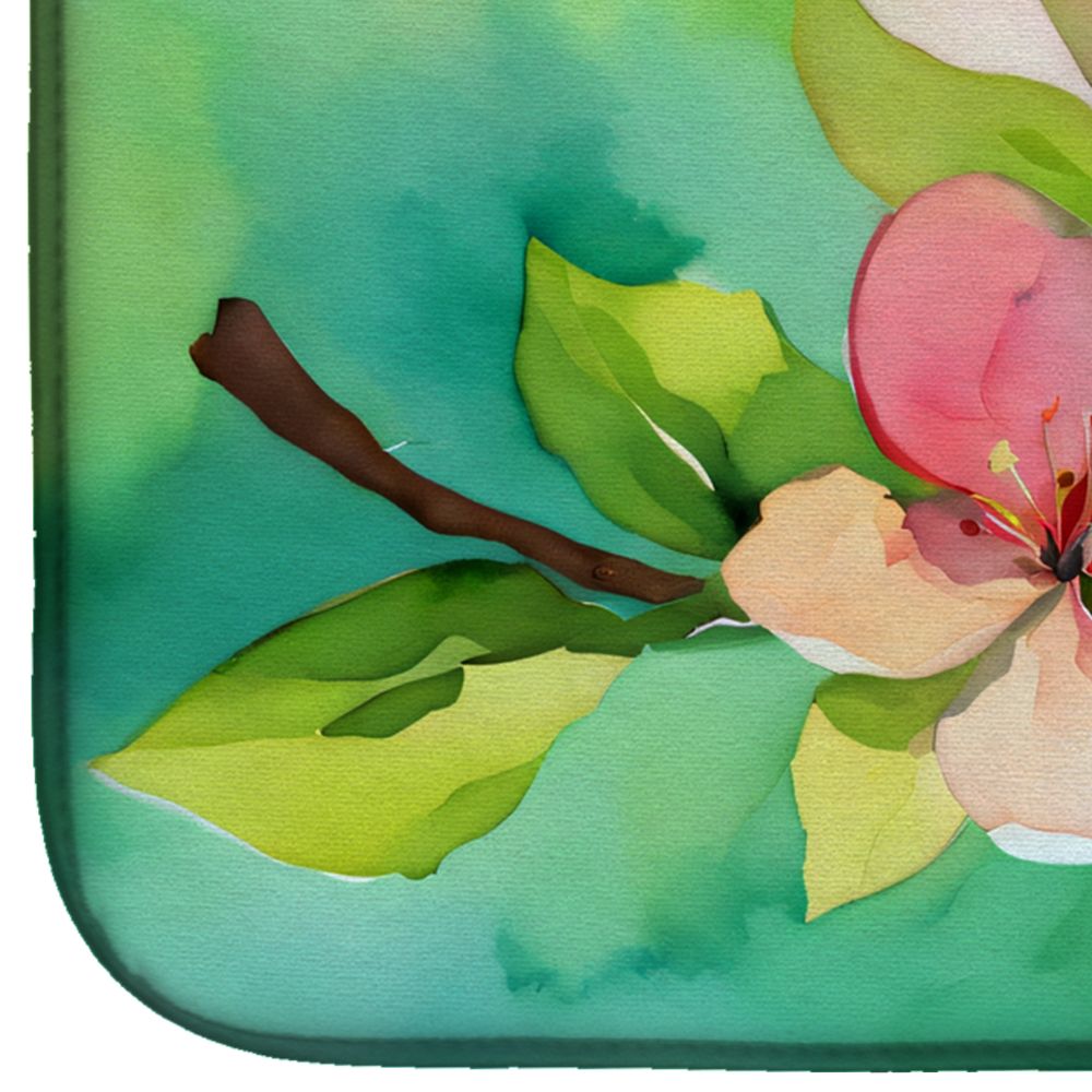 Arkansas Apple Blossom in Watercolor Dish Drying Mat Absorbent Dish Drying Mat Pad for Kitchen Counter Dish Drainer Mat for Countertop, 14 x 21", Multicolor