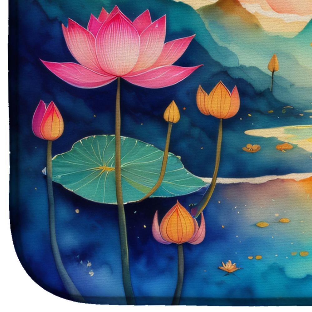 Lotus in Color Dish Drying Mat Absorbent Dish Drying Mat Pad for Kitchen Counter Dish Drainer Mat for Countertop, 14 x 21", Multicolor