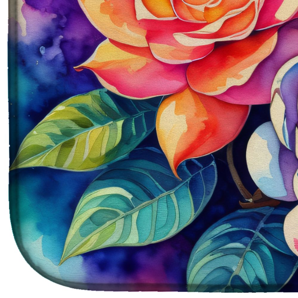 Gardenias in Color Dish Drying Mat Absorbent Dish Drying Mat Pad for Kitchen Counter Dish Drainer Mat for Countertop, 14 x 21", Multicolor