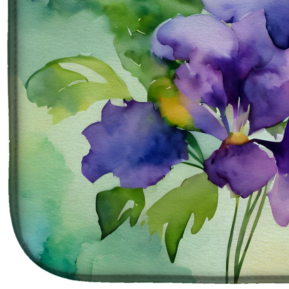 New Jersey Violet in Watercolor Dish Drying Mat Absorbent Dish Drying Mat Pad for Kitchen Counter Dish Drainer Mat for Countertop, 14 x 21", Multicolor