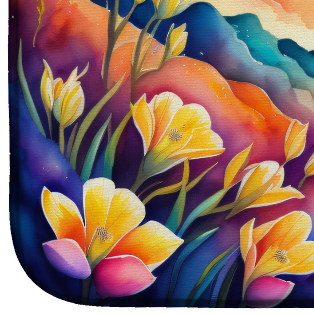Freesia in Color Dish Drying Mat Absorbent Dish Drying Mat Pad for Kitchen Counter Dish Drainer Mat for Countertop, 14 x 21", Multicolor