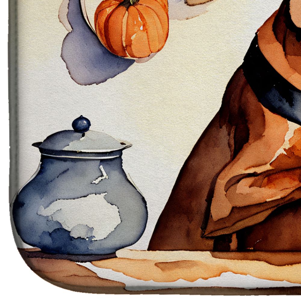 Vizsla Fall Kitchen Pumpkins Dish Drying Mat Absorbent Dish Drying Mat Pad for Kitchen Counter Dish Drainer Mat for Countertop, 14 x 21", Multicolor