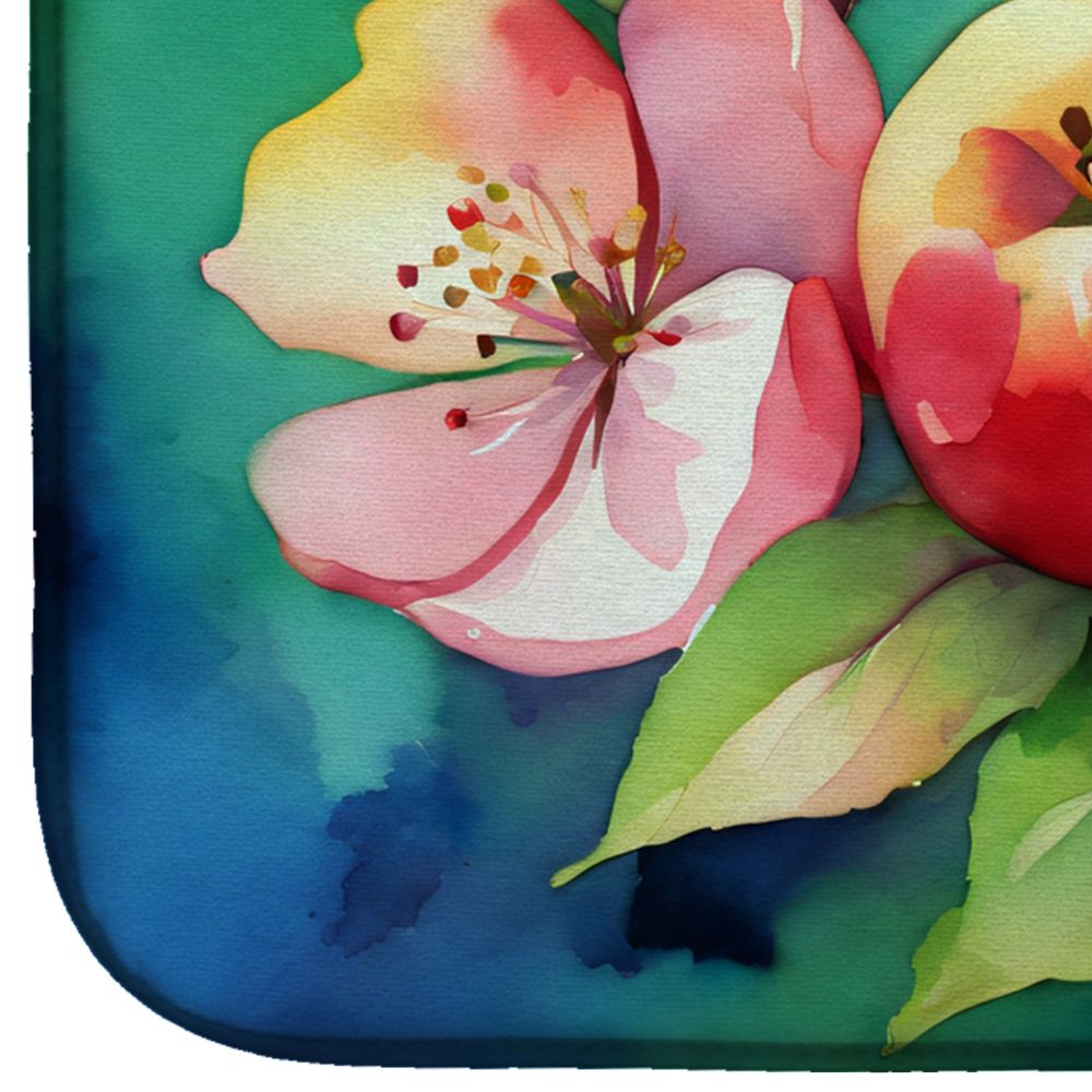 Arkansas Apple Blossom in Watercolor Dish Drying Mat Absorbent Dish Drying Mat Pad for Kitchen Counter Dish Drainer Mat for Countertop, 14 x 21", Multicolor