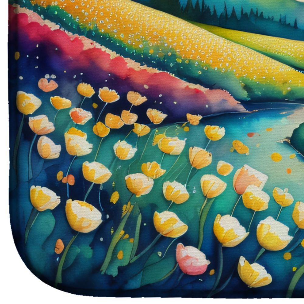 Buttercups in Color Dish Drying Mat Absorbent Dish Drying Mat Pad for Kitchen Counter Dish Drainer Mat for Countertop, 14 x 21", Multicolor