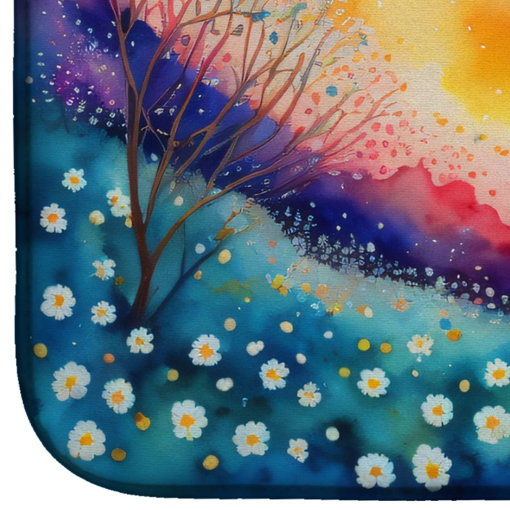Gypsophila in Color Dish Drying Mat Absorbent Dish Drying Mat Pad for Kitchen Counter Dish Drainer Mat for Countertop, 14 x 21", Multicolor
