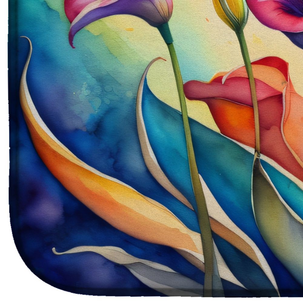 Calla Lilies in Color Dish Drying Mat Absorbent Dish Drying Mat Pad for Kitchen Counter Dish Drainer Mat for Countertop, 14 x 21", Multicolor