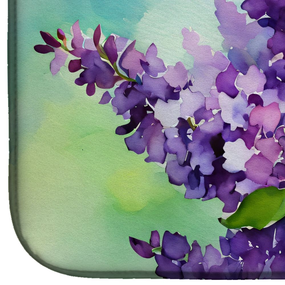 New Hampshire Purple Lilac in Watercolor Dish Drying Mat Absorbent Dish Drying Mat Pad for Kitchen Counter Dish Drainer Mat for Countertop, 14 x 21", Multicolor