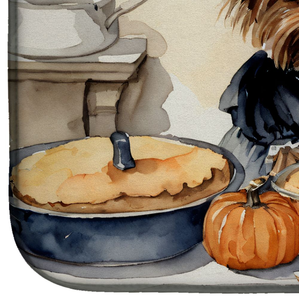 Yorkie Fall Kitchen Pumpkins Dish Drying Mat Absorbent Dish Drying Mat Pad for Kitchen Counter Dish Drainer Mat for Countertop, 14 x 21", Multicolor