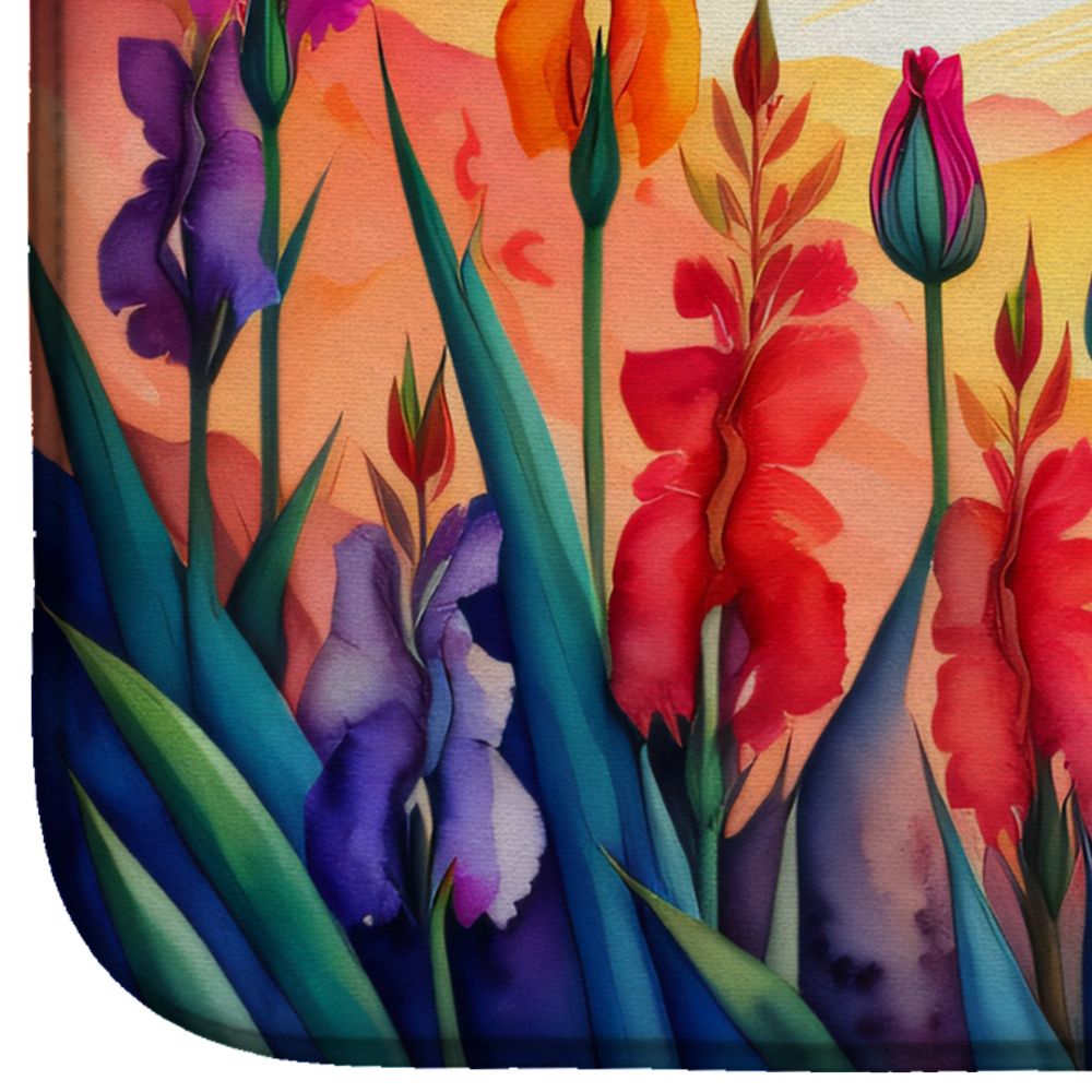 Gladiolus in Color Dish Drying Mat Absorbent Dish Drying Mat Pad for Kitchen Counter Dish Drainer Mat for Countertop, 14 x 21", Multicolor