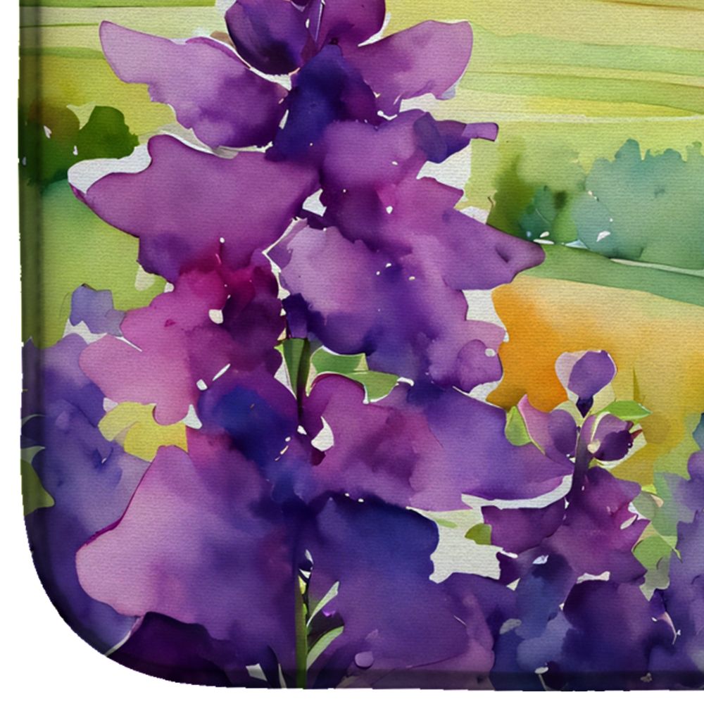 New Jersey Violet in Watercolor Dish Drying Mat Absorbent Dish Drying Mat Pad for Kitchen Counter Dish Drainer Mat for Countertop, 14 x 21", Multicolor