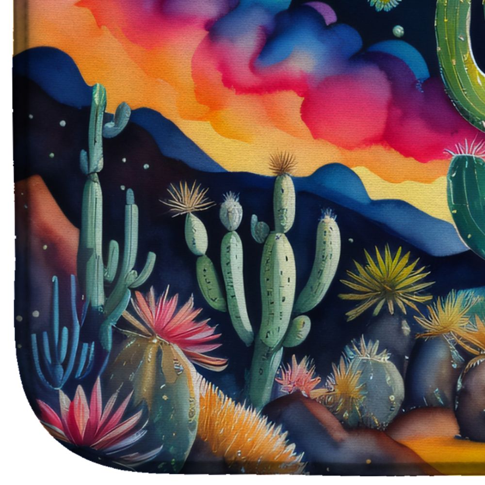 Queen of the Night Cactus in Color Dish Drying Mat Absorbent Dish Drying Mat Pad for Kitchen Counter Dish Drainer Mat for Countertop, 14 x 21", Multicolor