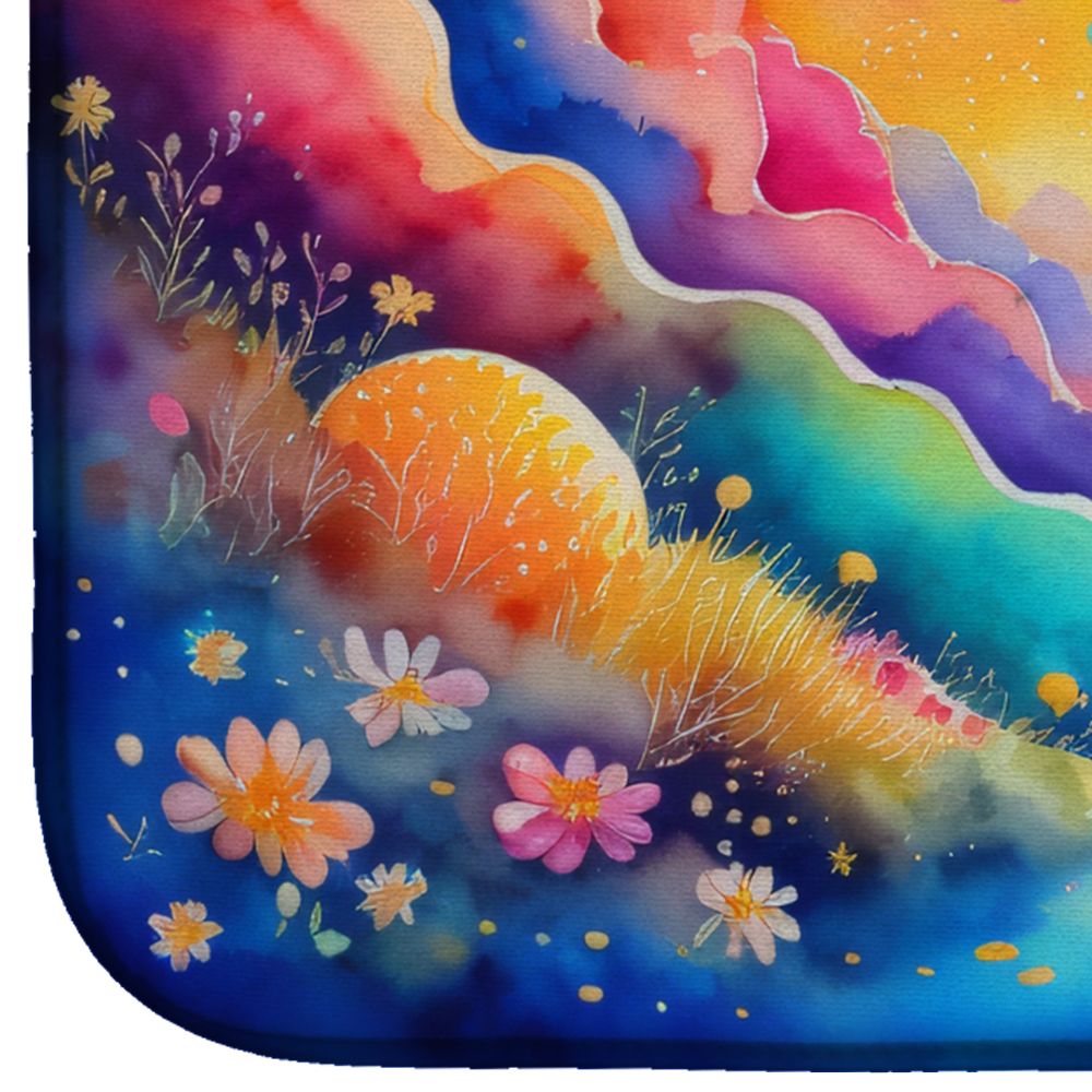 Stock, or Gillyflower in Color Dish Drying Mat Absorbent Dish Drying Mat Pad for Kitchen Counter Dish Drainer Mat for Countertop, 14 x 21", Multicolor