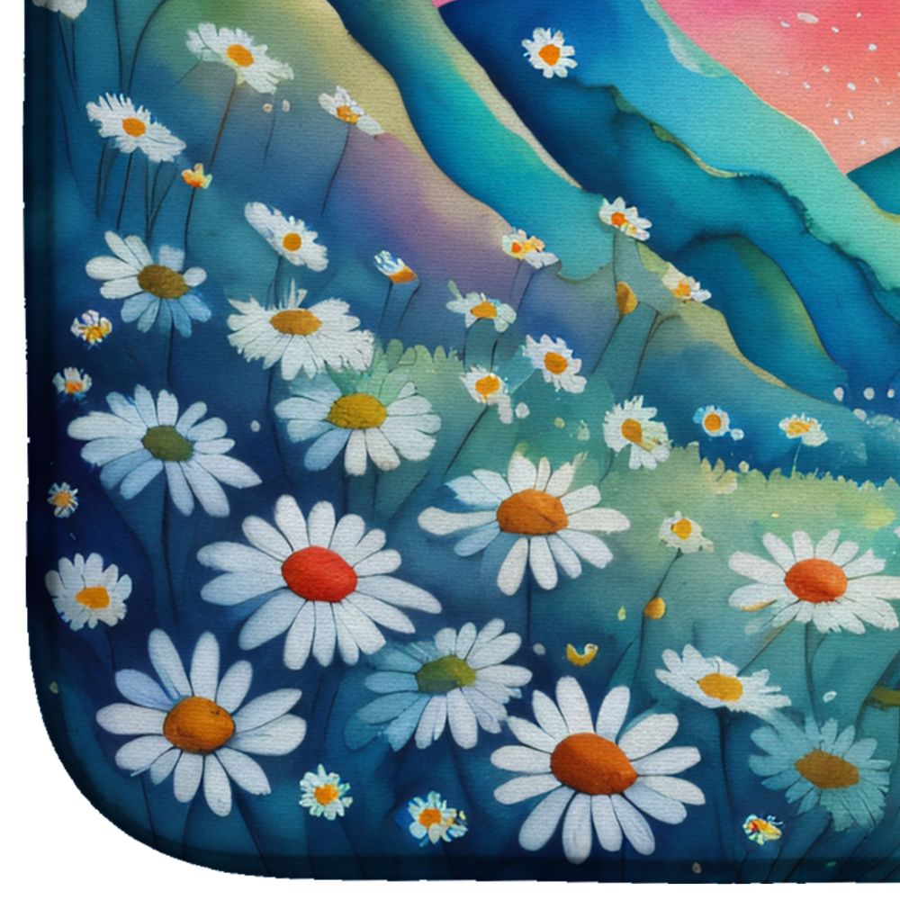 Daisies in Color Dish Drying Mat Absorbent Dish Drying Mat Pad for Kitchen Counter Dish Drainer Mat for Countertop, 14 x 21", Multicolor