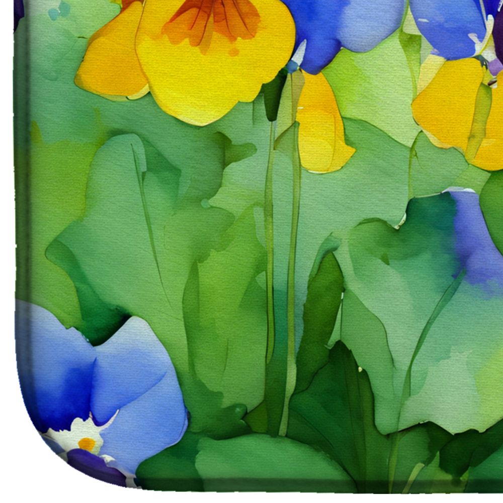 Illinois Violet in Watercolor Dish Drying Mat Absorbent Dish Drying Mat Pad for Kitchen Counter Dish Drainer Mat for Countertop, 14 x 21", Multicolor