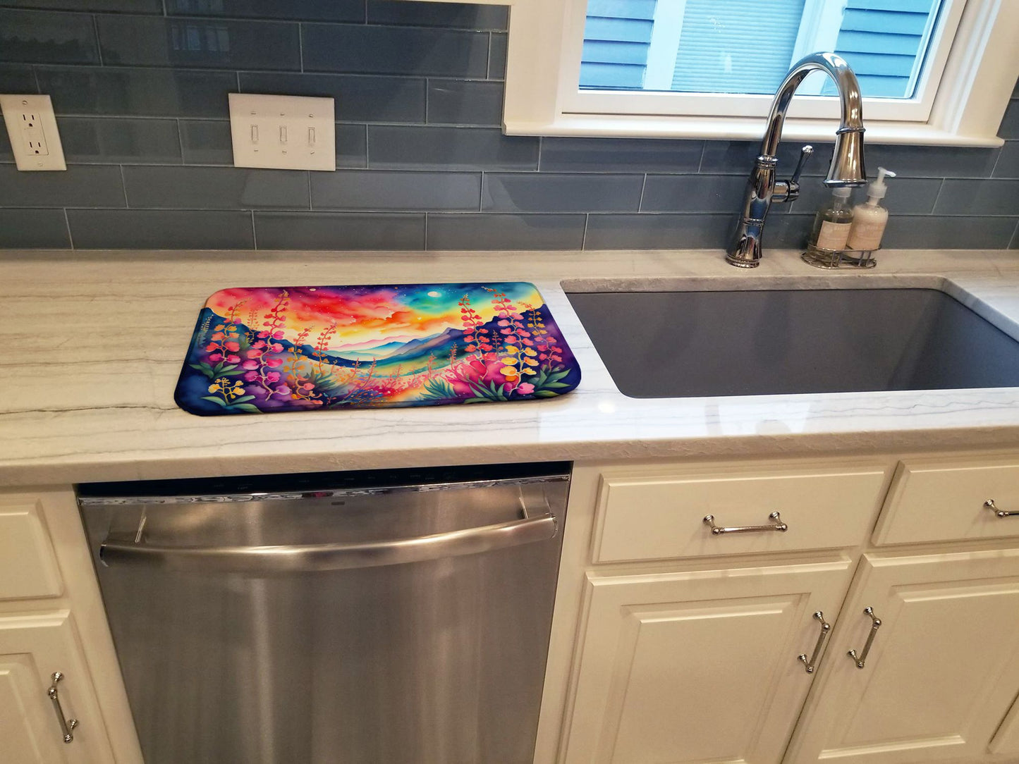 Snapdragon in Color Dish Drying Mat Absorbent Dish Drying Mat Pad for Kitchen Counter Dish Drainer Mat for Countertop, 14 x 21", Multicolor