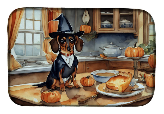 Dachshund Fall Kitchen Pumpkins Dish Drying Mat Absorbent Dish Drying Mat Pad for Kitchen Counter Dish Drainer Mat for Countertop, 14 x 21", Multicolor