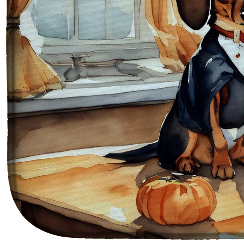 Dachshund Fall Kitchen Pumpkins Dish Drying Mat Absorbent Dish Drying Mat Pad for Kitchen Counter Dish Drainer Mat for Countertop, 14 x 21", Multicolor
