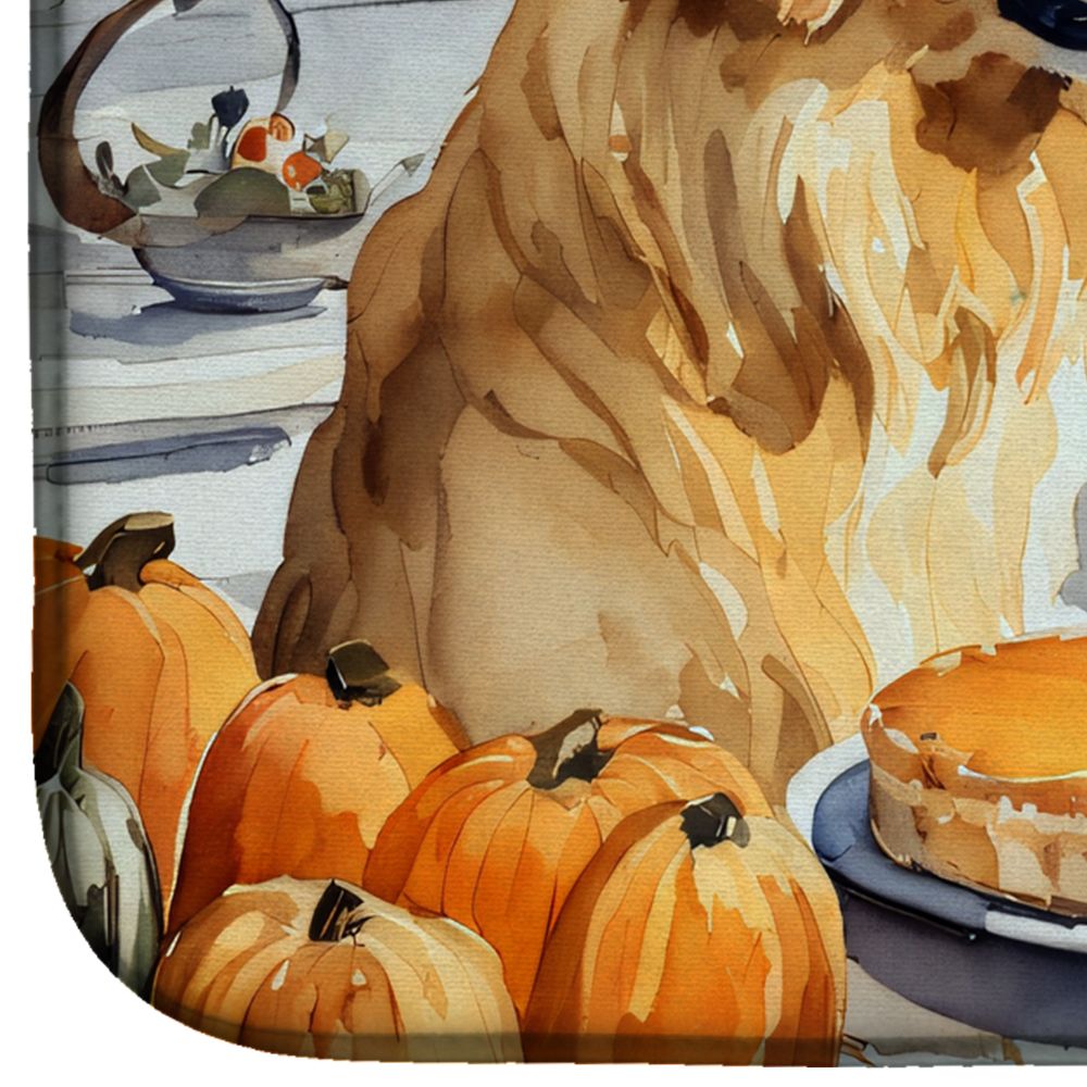 Golden Retriever Fall Kitchen Pumpkins Dish Drying Mat Absorbent Dish Drying Mat Pad for Kitchen Counter Dish Drainer Mat for Countertop, 14 x 21", Multicolor