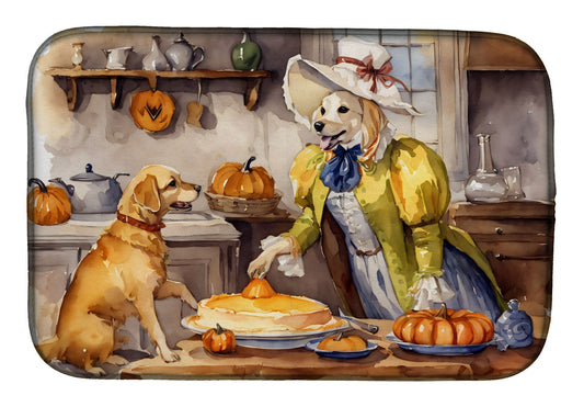 Yellow Lab Fall Kitchen Pumpkins Dish Drying Mat Absorbent Dish Drying Mat Pad for Kitchen Counter Dish Drainer Mat for Countertop, 14 x 21", Multicolor