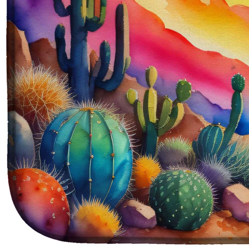 Cactus in Color Dish Drying Mat Absorbent Dish Drying Mat Pad for Kitchen Counter Dish Drainer Mat for Countertop, 14 x 21", Multicolor