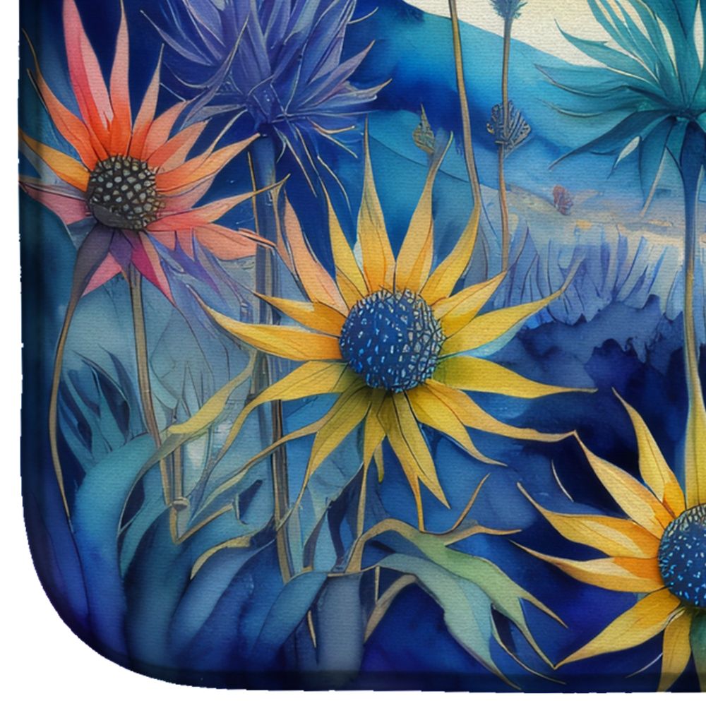 Eryngium in Color Dish Drying Mat Absorbent Dish Drying Mat Pad for Kitchen Counter Dish Drainer Mat for Countertop, 14 x 21", Multicolor