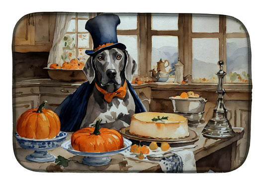 Weimaraner Fall Kitchen Pumpkins Dish Drying Mat Absorbent Dish Drying Mat Pad for Kitchen Counter Dish Drainer Mat for Countertop, 14 x 21", Multicolor