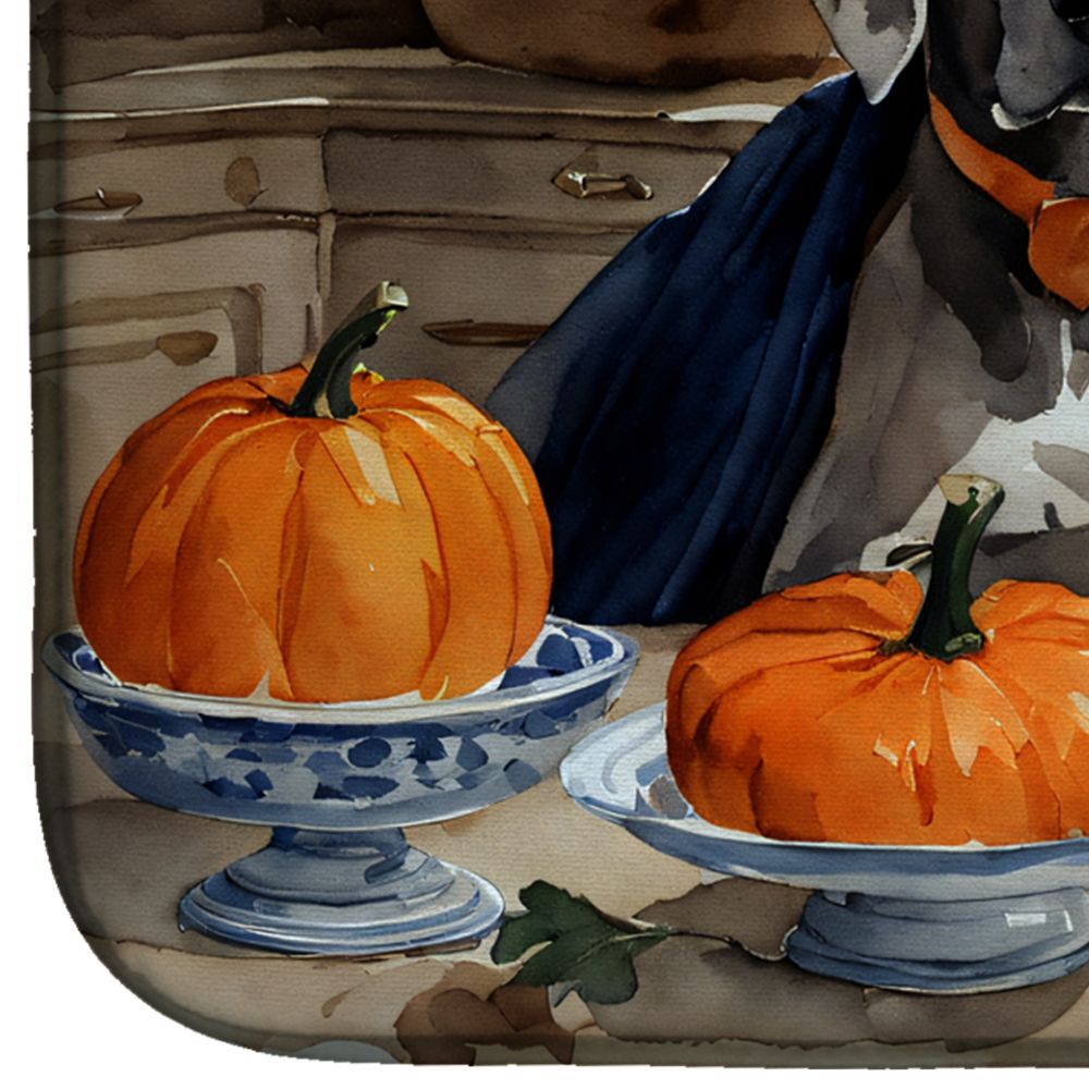 Weimaraner Fall Kitchen Pumpkins Dish Drying Mat Absorbent Dish Drying Mat Pad for Kitchen Counter Dish Drainer Mat for Countertop, 14 x 21", Multicolor