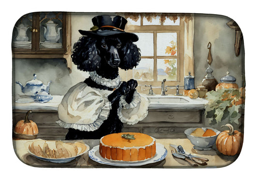 Poodle Fall Kitchen Pumpkins Dish Drying Mat Absorbent Dish Drying Mat Pad for Kitchen Counter Dish Drainer Mat for Countertop, 14 x 21", Multicolor