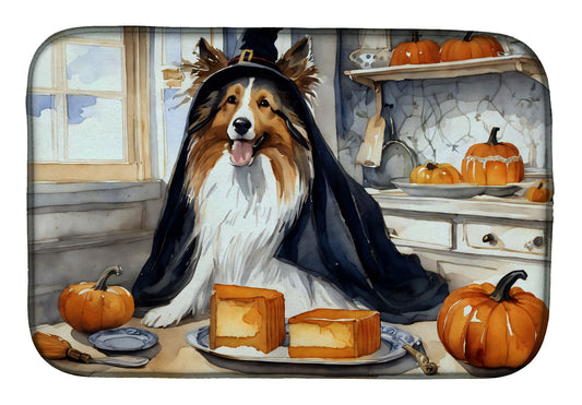 Sheltie Fall Kitchen Pumpkins Dish Drying Mat Absorbent Dish Drying Mat Pad for Kitchen Counter Dish Drainer Mat for Countertop, 14 x 21", Multicolor