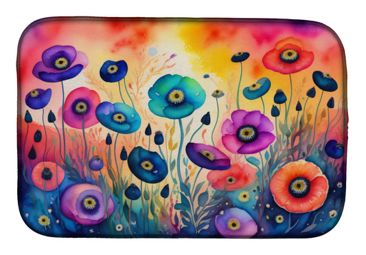 Anemones in Color Dish Drying Mat Absorbent Dish Drying Mat Pad for Kitchen Counter Dish Drainer Mat for Countertop, 14 x 21", Multicolor