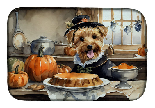 Lakeland Terrier Fall Kitchen Pumpkins Dish Drying Mat Absorbent Dish Drying Mat Pad for Kitchen Counter Dish Drainer Mat for Countertop, 14 x 21", Multicolor