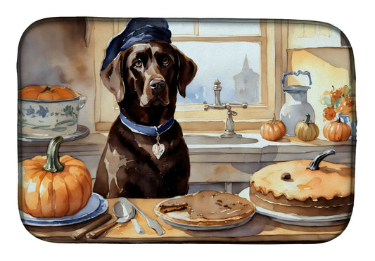 Chocolate Lab Fall Kitchen Pumpkins Dish Drying Mat Absorbent Dish Drying Mat Pad for Kitchen Counter Dish Drainer Mat for Countertop, 14 x 21", Multicolor